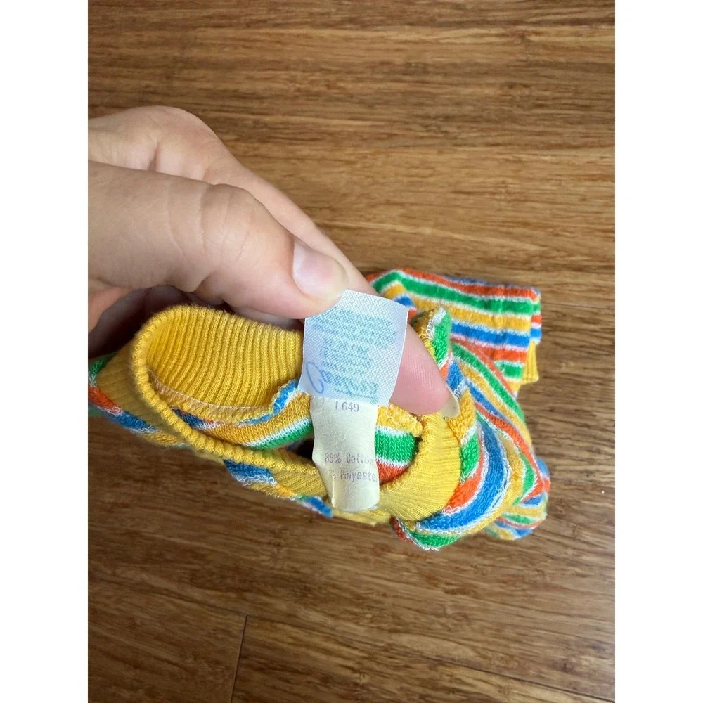 Vintage Carter's Romper 18 Months Primary Yellow Striped Terrycloth Star Henley